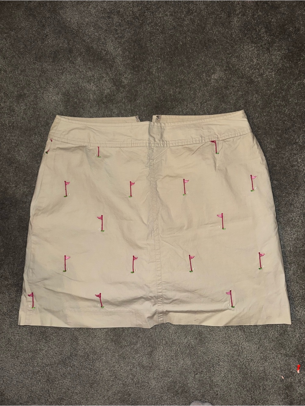 Lilly Pulitzer Cream Mini Skirt with Pink Flag Embroidery